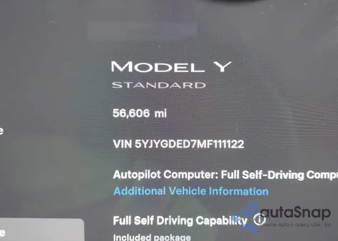 2021 Tesla Model Y Standard Range Rear-Wheel Drive из США, поврежденный, VIN 5YJYGDED7MF111122